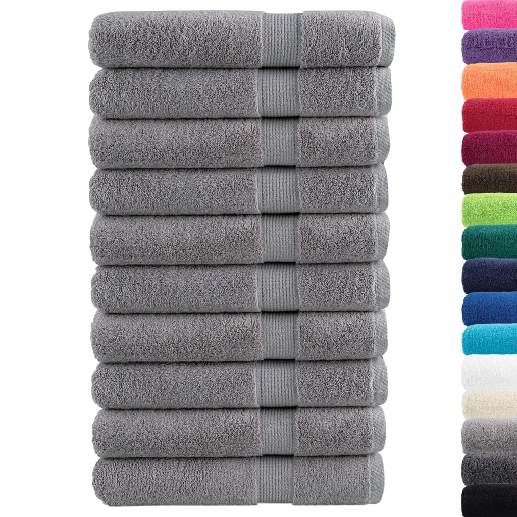 Premium Handtücher SOLUND 10 Stk. Grau 100x200 cm 600 g/m²