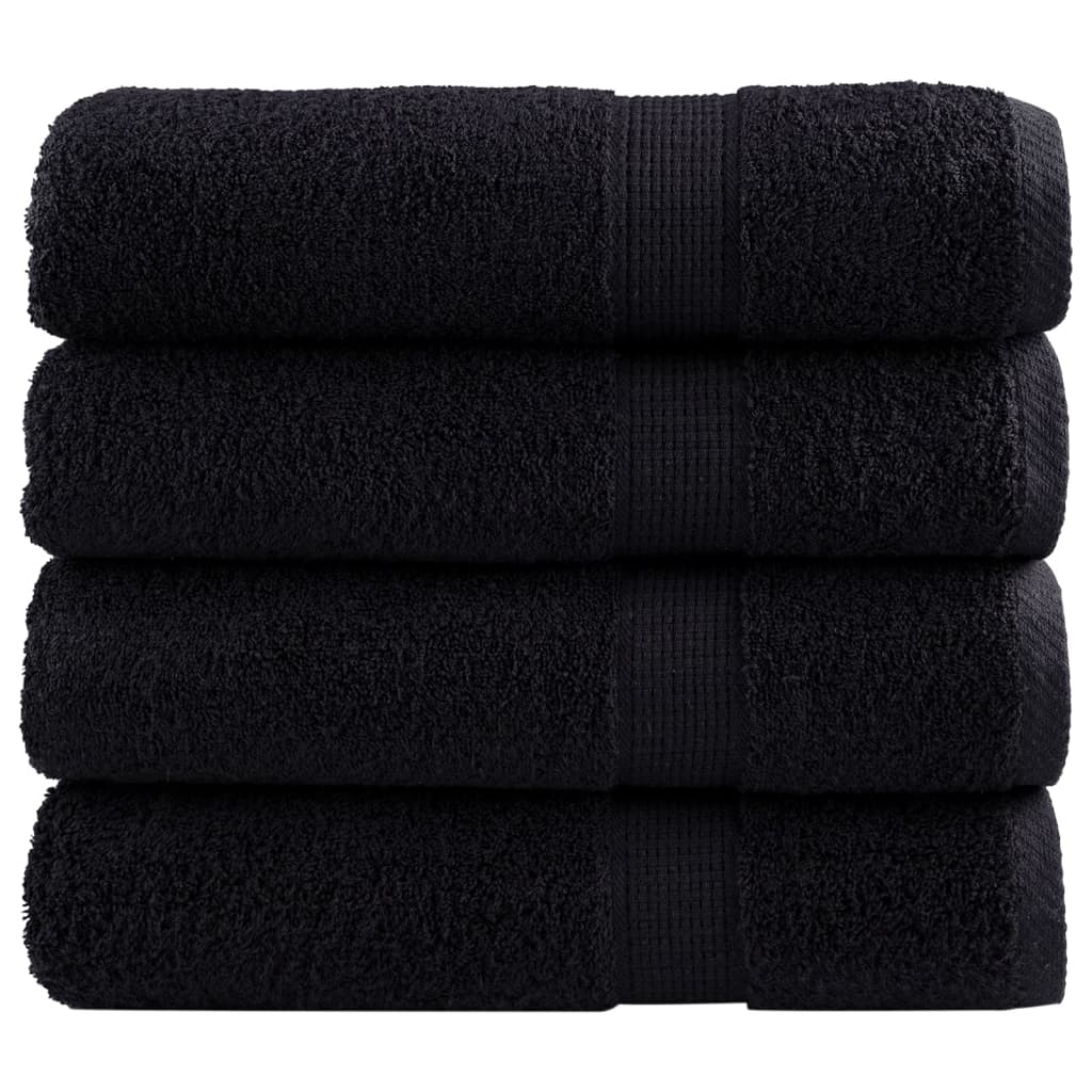 Premium Badetücher SOLUND 4 Stk. Schwarz 100x150 cm 600 g/m²