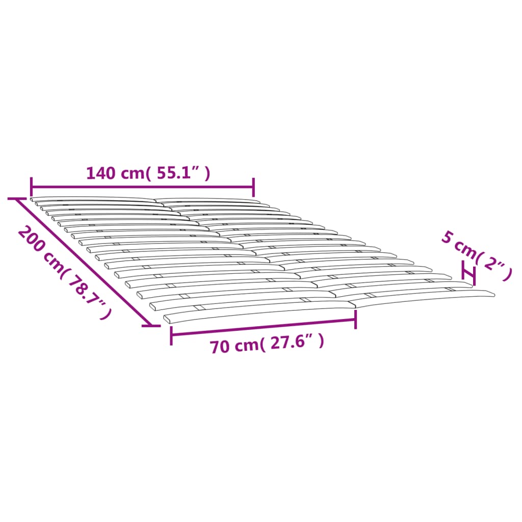 Bettlattenrost Ersatz mit 34 Latten 2 Stk. 70x200 cm