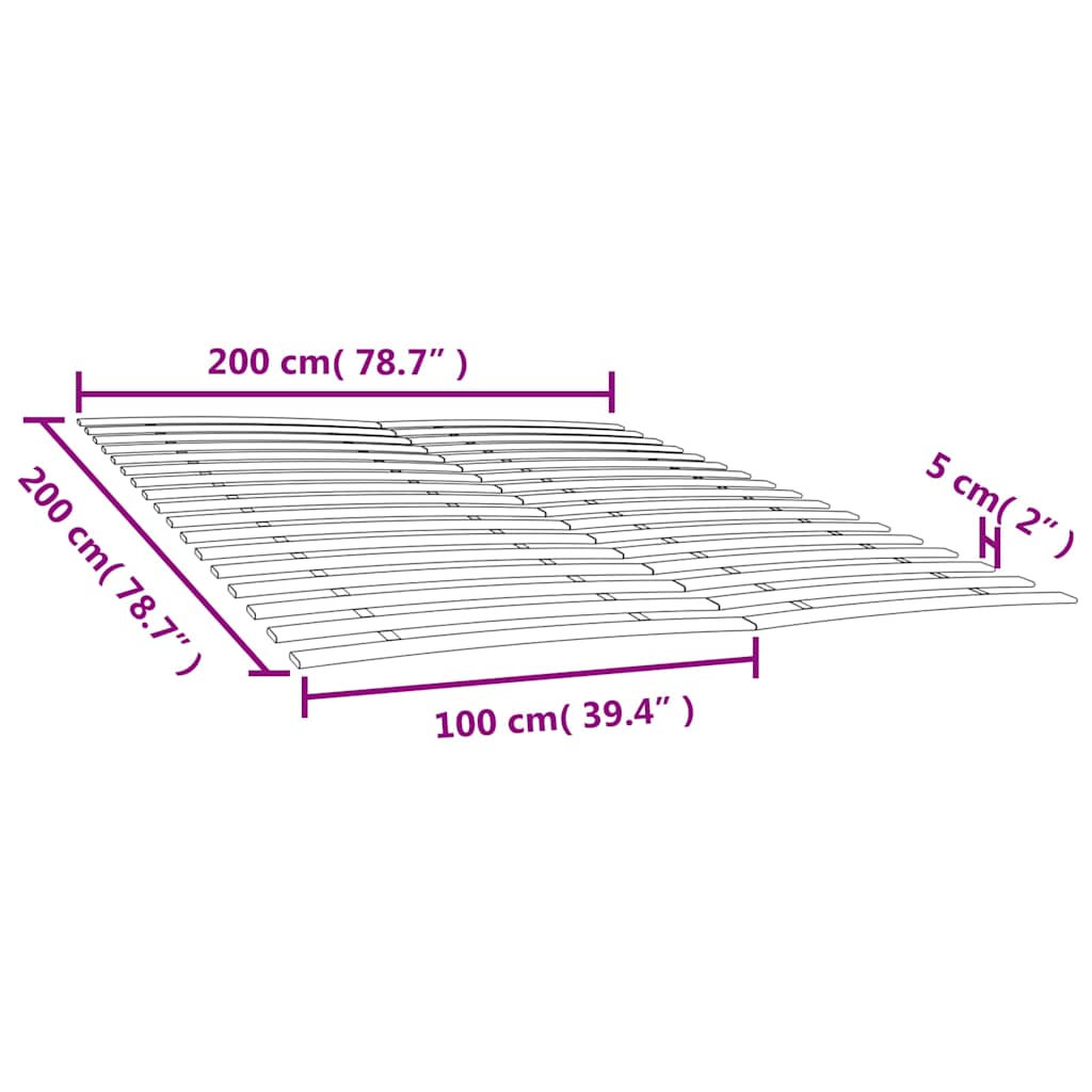 Bettlattenrost Ersatz mit 34 Latten 2 Stk. 100x200 cm