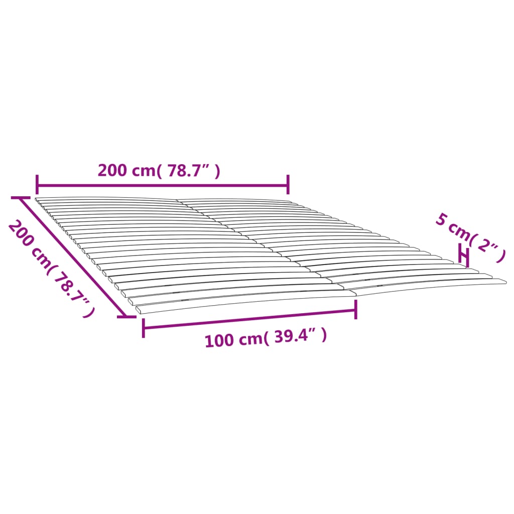 Bettlattenrost Ersatz mit 48 Latten 2 Stk. 100x200 cm