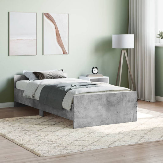 Bed frame concrete grey 100x200 cm wood material
