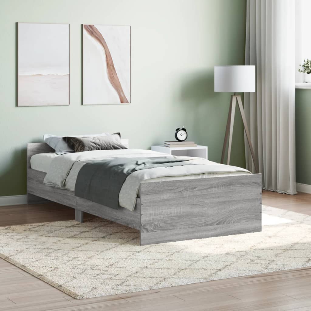 Bed frame Grey Sonoma 100x200 cm wood material