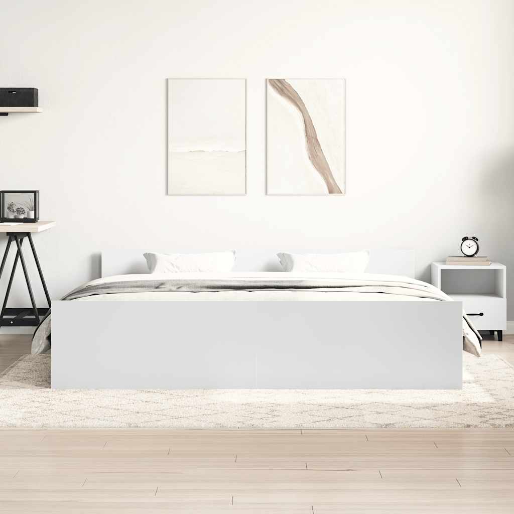 Bettgestell mit Kopf- und Fußteil Weiß 200x200 cm