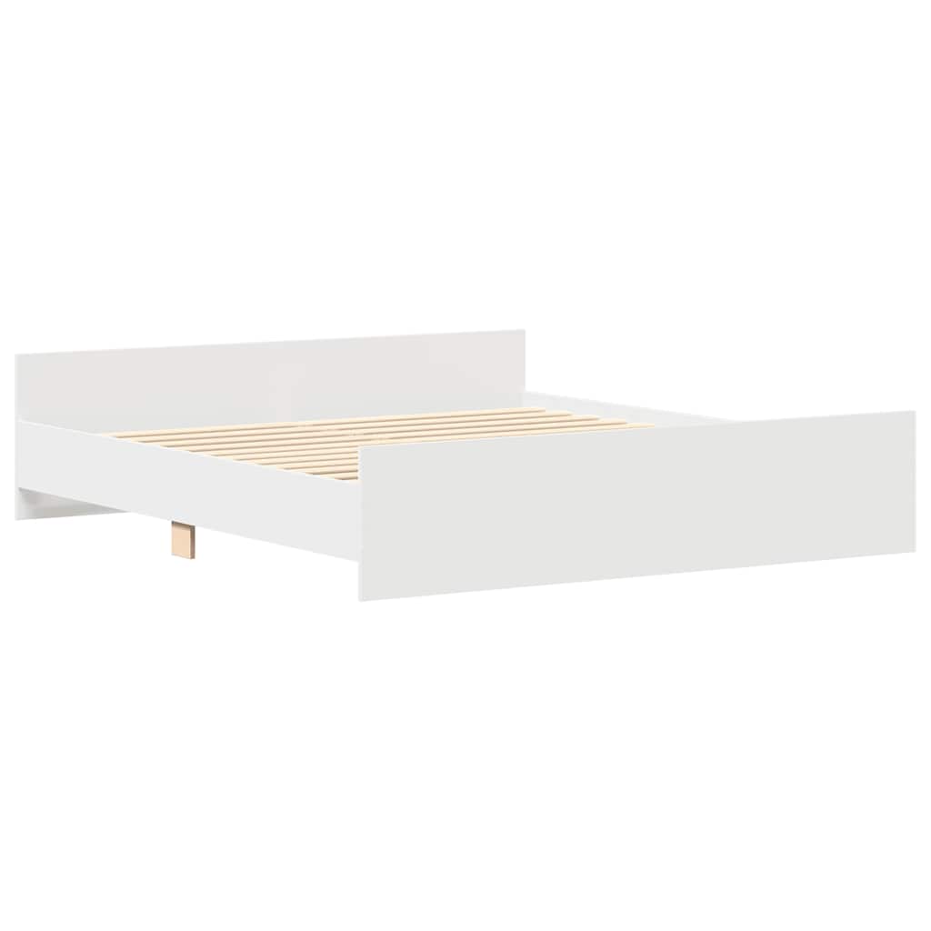 Bettgestell mit Kopf- und Fußteil Weiß 200x200 cm