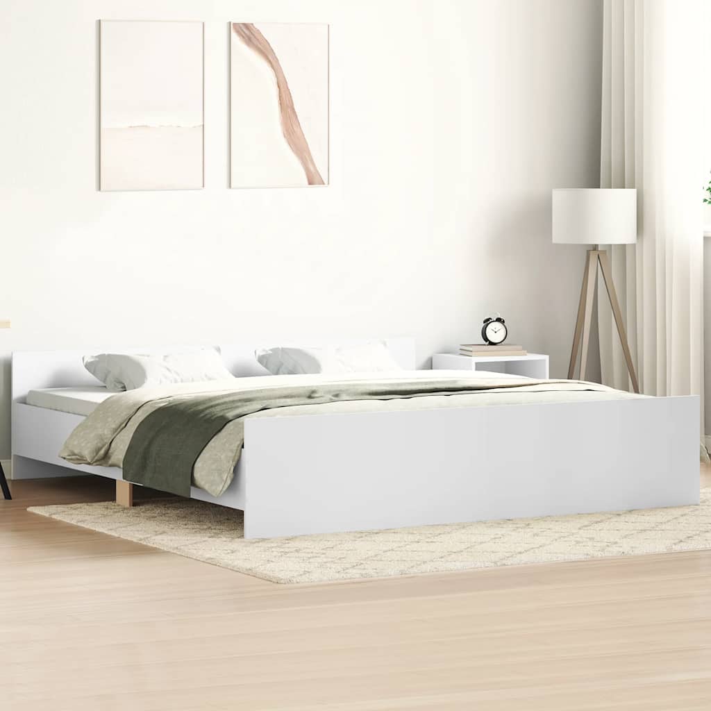 Bettgestell mit Kopf- und Fußteil Weiß 200x200 cm
