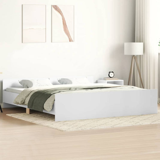 Bettgestell mit Kopf- und Fußteil Weiß 200x200 cm