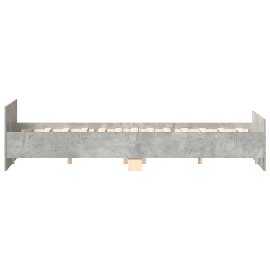 Bettgestell mit Kopf- und Fußteil Betongrau 200x200 cm
