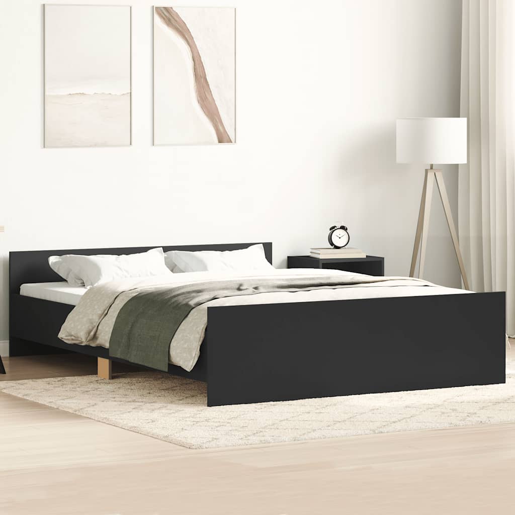 Bettgestell mit Kopf- und Fußteil Schwarz 120x200 cm