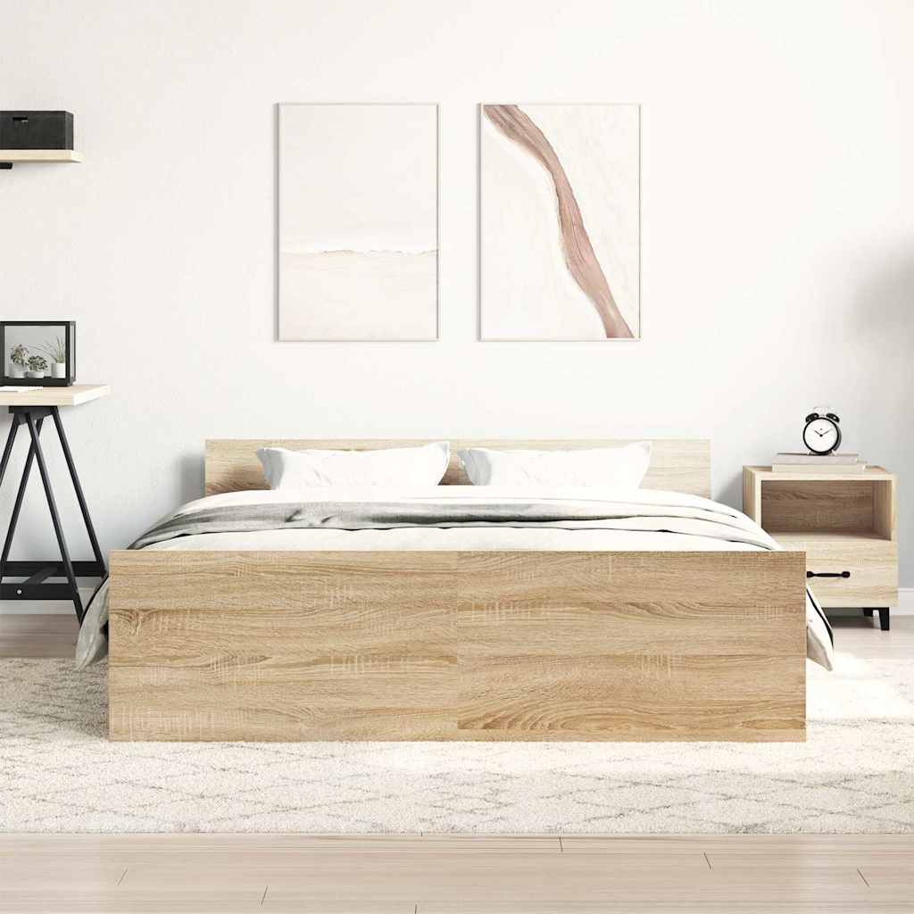Bettgestell mit Kopf- und Fußteil Sonoma-Eiche 120x200 cm