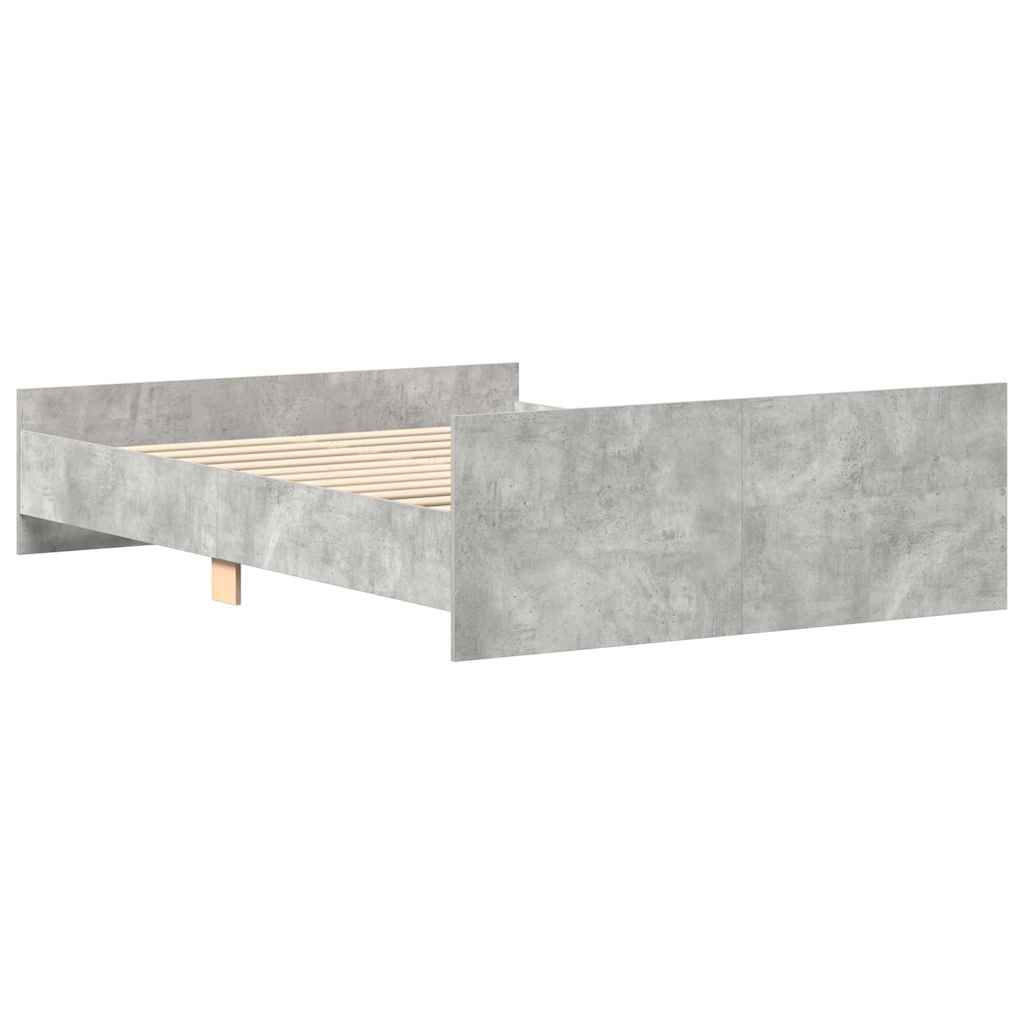 Bettgestell mit Kopf- und Fußteil Betongrau 120x200 cm