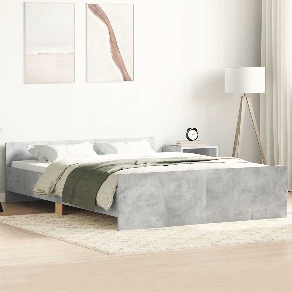 Bettgestell mit Kopf- und Fußteil Betongrau 120x200 cm