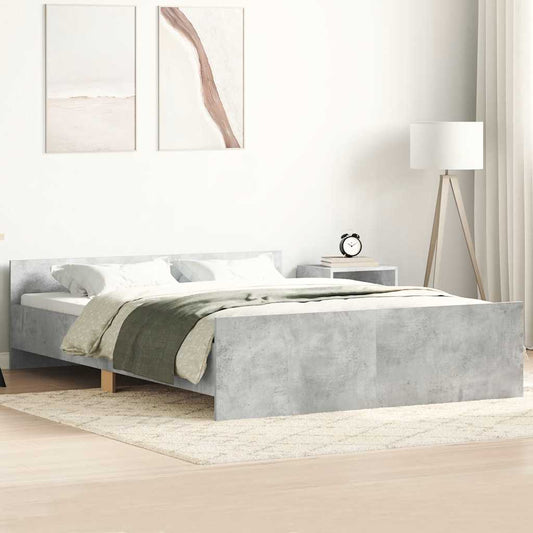Bettgestell mit Kopf- und Fußteil Betongrau 120x200 cm