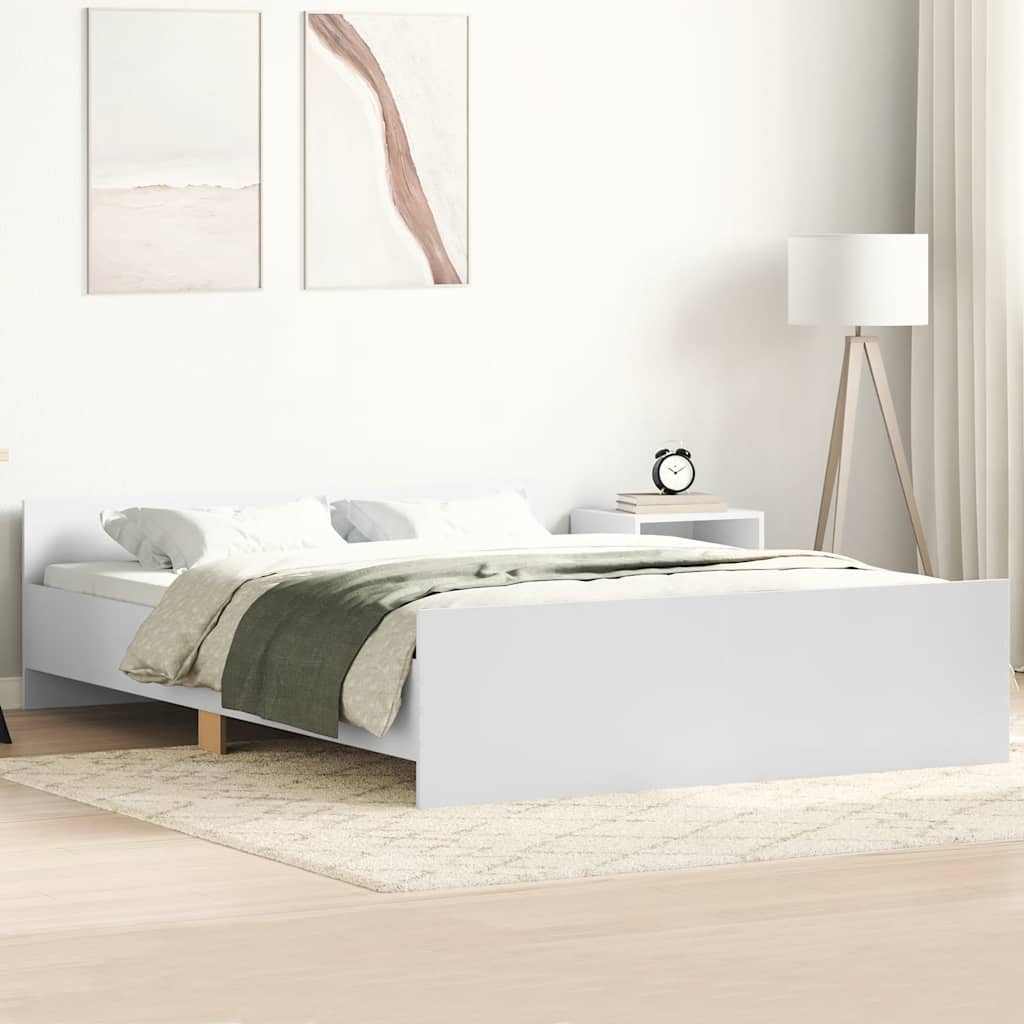 Bettgestell mit Kopf- und Fußteil Weiß 140x200 cm