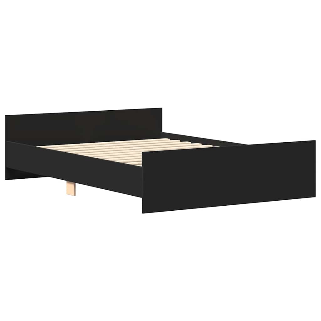 Bettgestell mit Kopf- und Fußteil Schwarz 140x200 cm