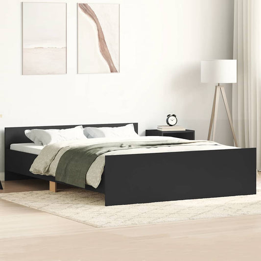Bettgestell mit Kopf- und Fußteil Schwarz 140x200 cm