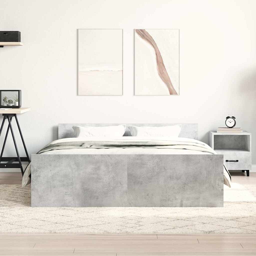 Bettgestell mit Kopf- und Fußteil Betongrau 140x200 cm