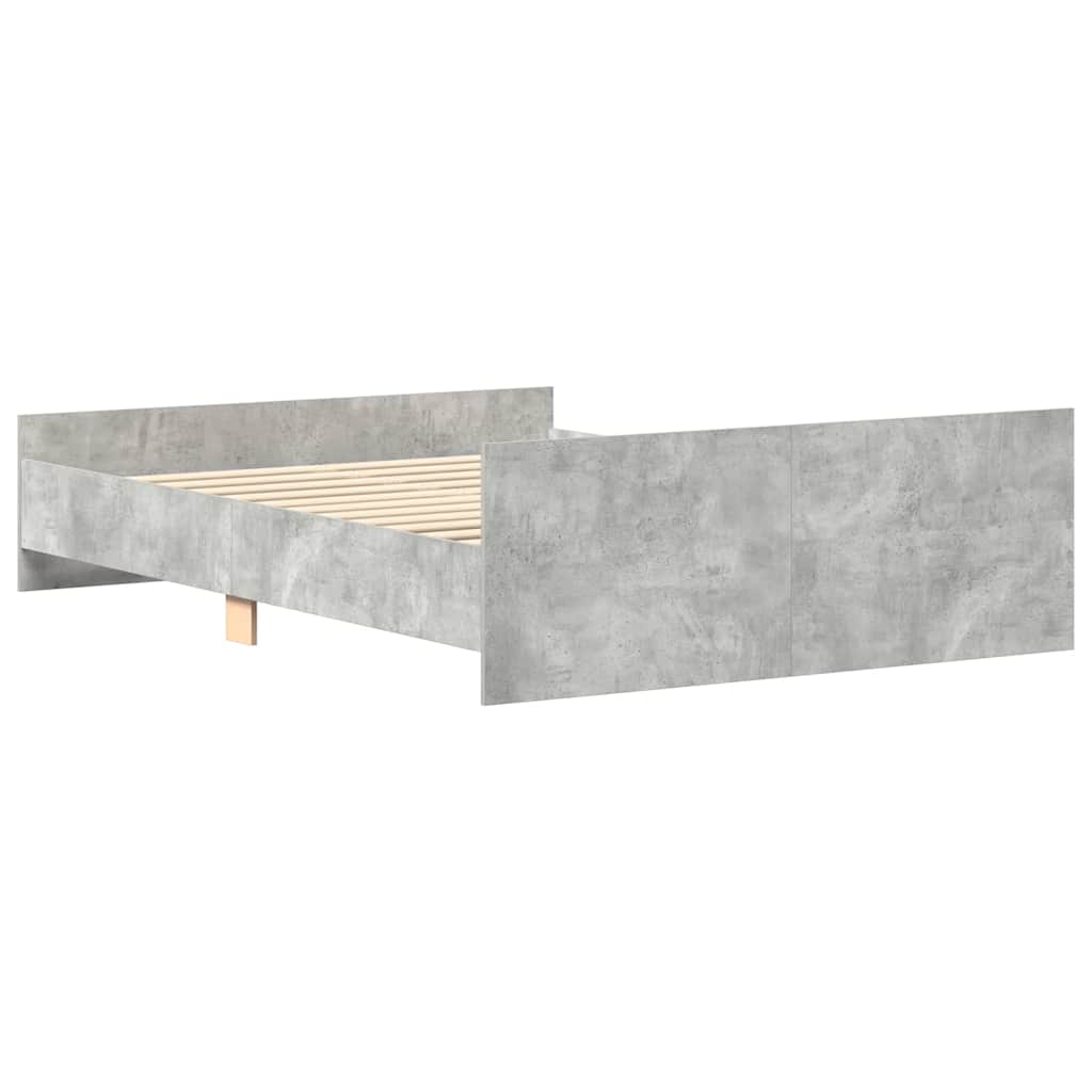 Bettgestell mit Kopf- und Fußteil Betongrau 140x200 cm