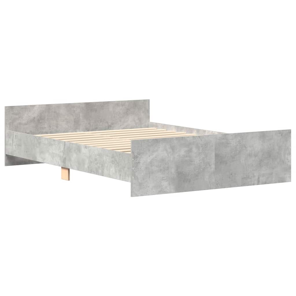Bettgestell mit Kopf- und Fußteil Betongrau 150x200 cm