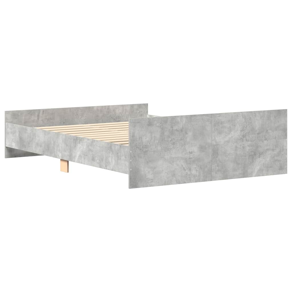 Bettgestell mit Kopf- und Fußteil Betongrau 150x200 cm