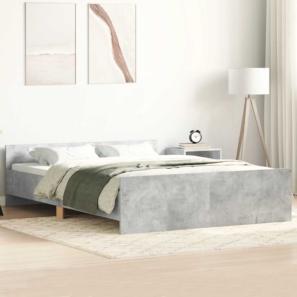 Bettgestell mit Kopf- und Fußteil Betongrau 150x200 cm
