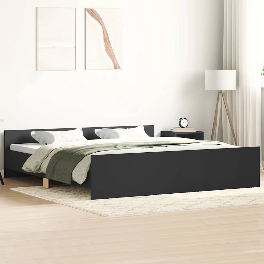 Bettgestell mit Kopf- und Fußteil Schwarz 160x200 cm