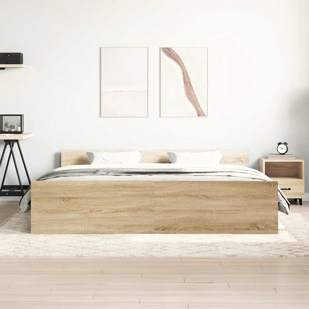 Bettgestell mit Kopf- und Fußteil Sonoma-Eiche 160x200 cm