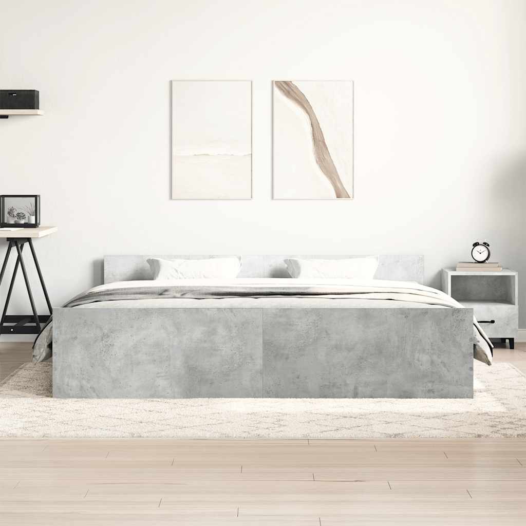 Bettgestell mit Kopf- und Fußteil Betongrau 160x200 cm