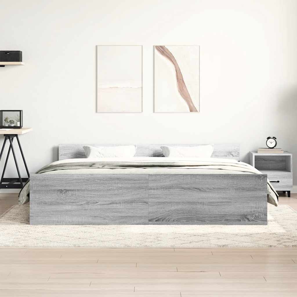 Bettgestell mit Kopf- und Fußteil Grau Sonoma 160x200 cm
