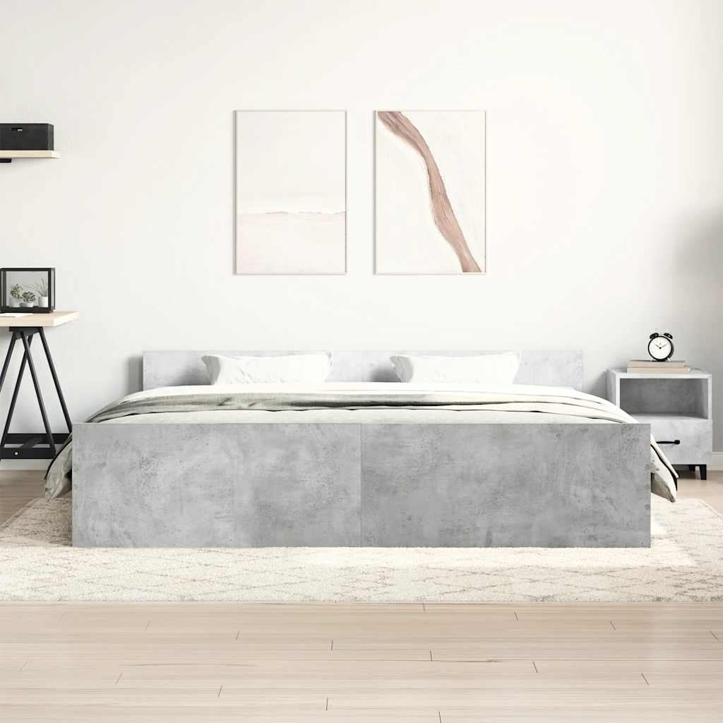 Bettgestell mit Kopf- und Fußteil Betongrau 180x200 cm