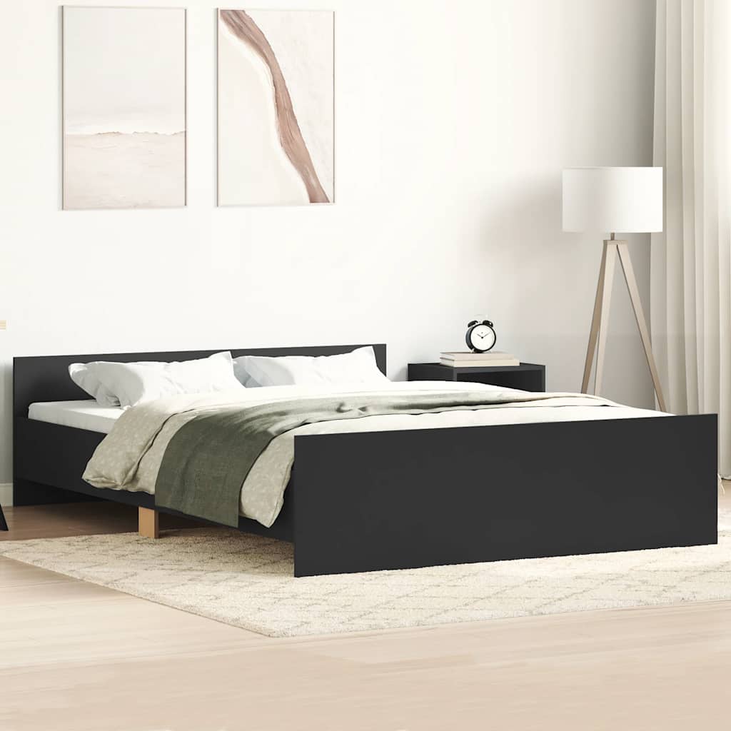 Bettgestell mit Kopf- und Fußteil Schwarz 120x190 cm