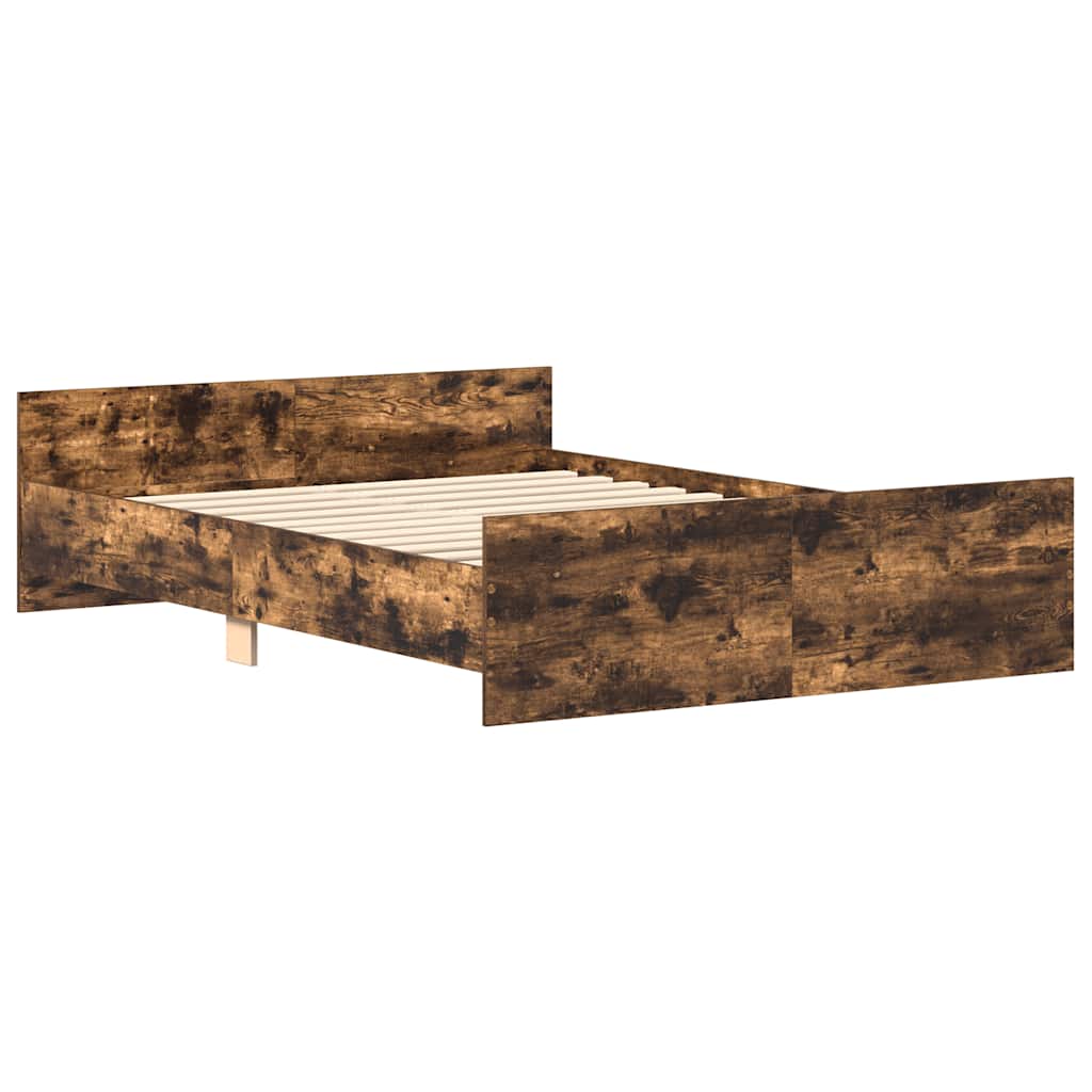 Bettgestell mit Kopf- und Fußteil Räuchereiche 120x190 cm