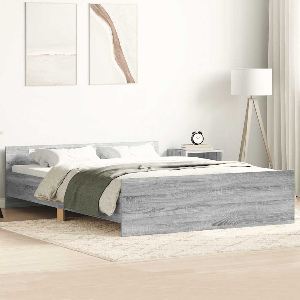 Bettgestell mit Kopf- und Fußteil Grau Sonoma 120x190 cm