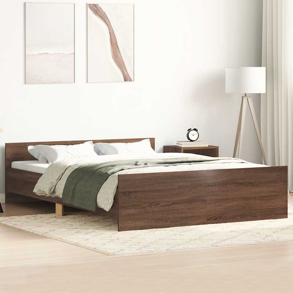 Bettgestell mit Kopf- und Fußteil Braun Eiche-Optik 120x190 cm