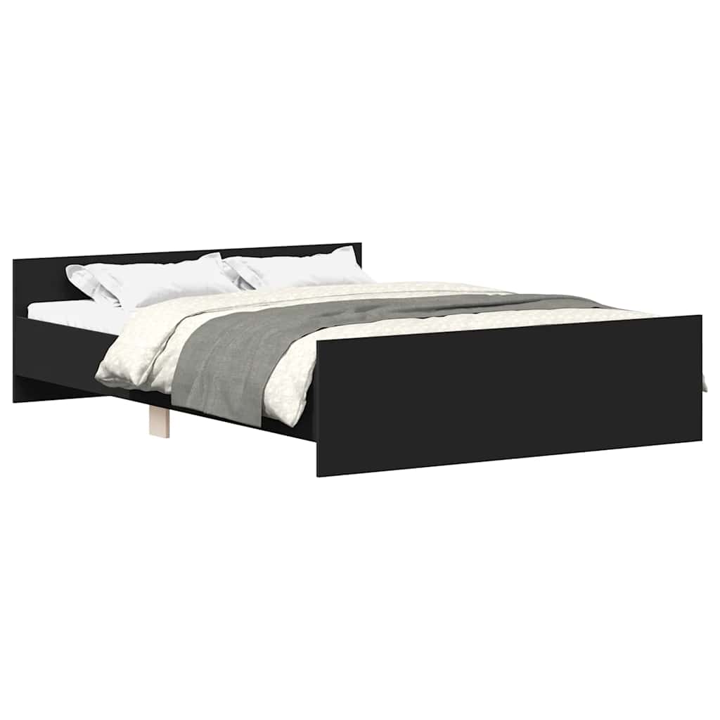 Bettgestell mit Kopf- und Fußteil Schwarz 140x190 cm