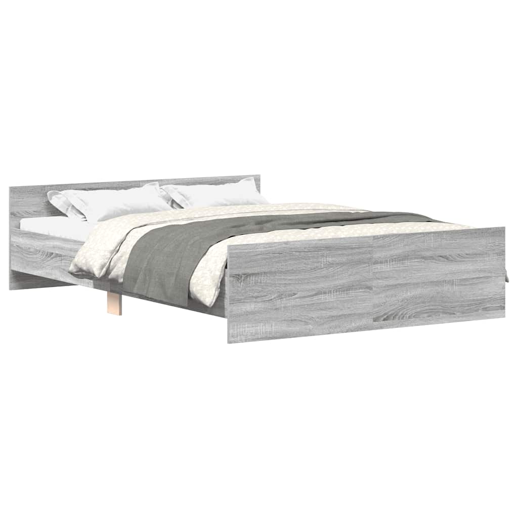 Bettgestell mit Kopf- und Fußteil Grau Sonoma 140x190 cm