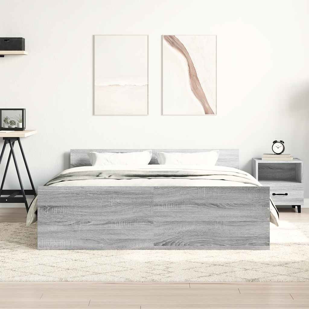 Bettgestell mit Kopf- und Fußteil Grau Sonoma 140x190 cm