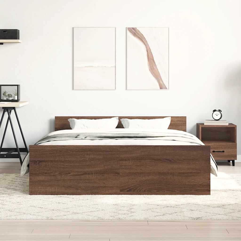Bettgestell mit Kopf- und Fußteil Braun Eiche-Optik 140x190 cm
