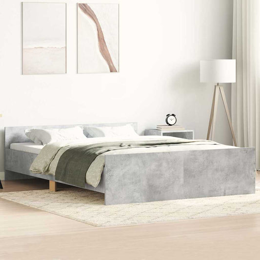 Bettgestell mit Kopf- und Fußteil Betongrau 135x190 cm