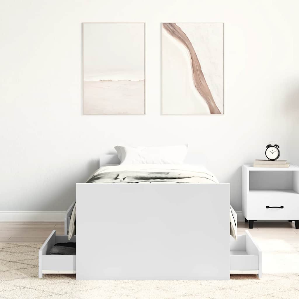 Bettgestell mit Kopf- und Fußteil Weiß 100x200 cm