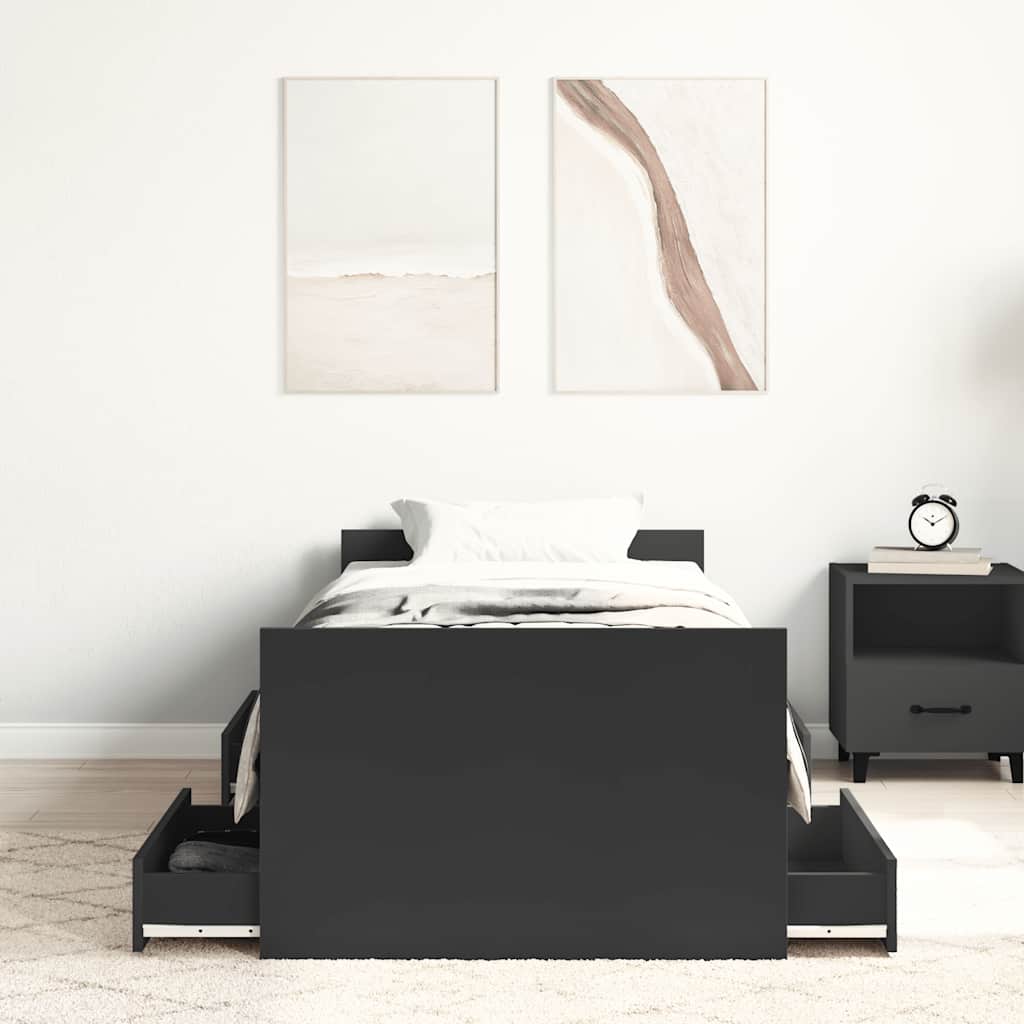 Bettgestell mit Kopf- und Fußteil Schwarz 100x200 cm