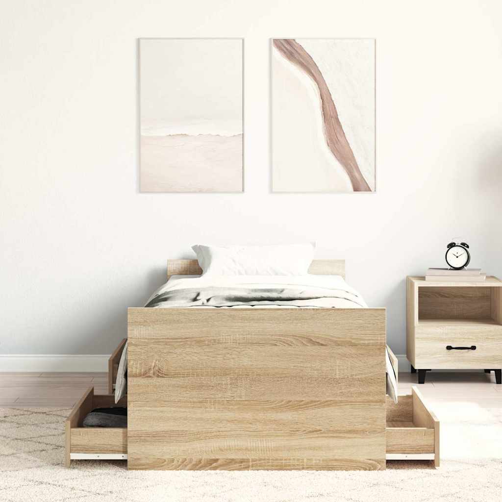 Bettgestell mit Kopf- und Fußteil Sonoma-Eiche 100x200 cm