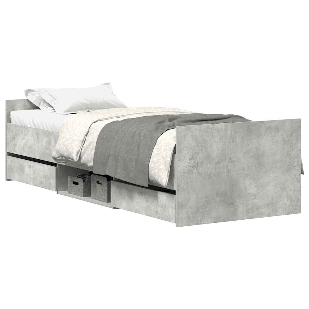 Bettgestell mit Kopf- und Fußteil Betongrau 100x200 cm