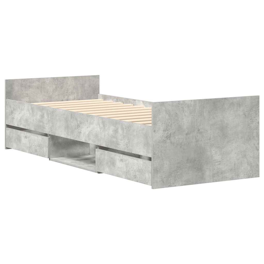 Bettgestell mit Kopf- und Fußteil Betongrau 100x200 cm