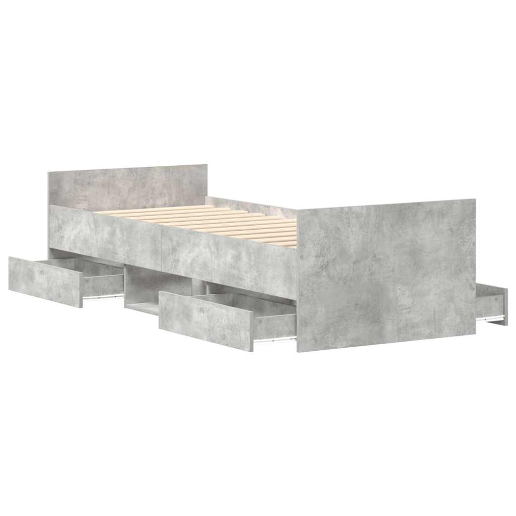Bettgestell mit Kopf- und Fußteil Betongrau 100x200 cm