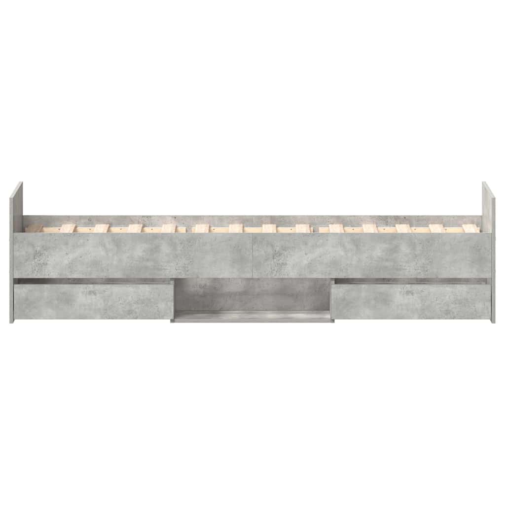 Bettgestell mit Kopf- und Fußteil Betongrau 100x200 cm