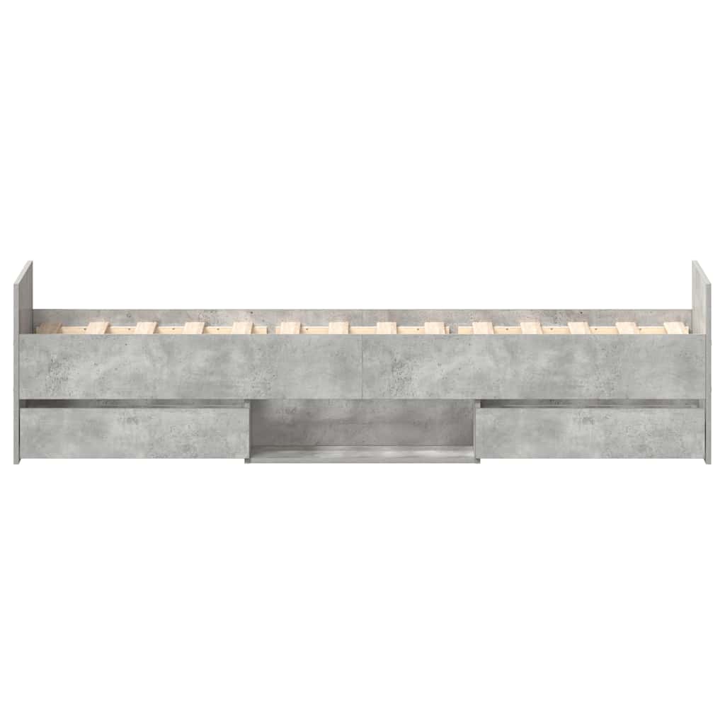 Bettgestell mit Kopf- und Fußteil Betongrau 100x200 cm