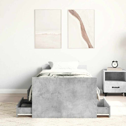Bettgestell mit Kopf- und Fußteil Betongrau 90x200 cm