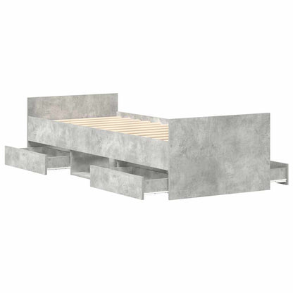 Bettgestell mit Kopf- und Fußteil Betongrau 90x200 cm