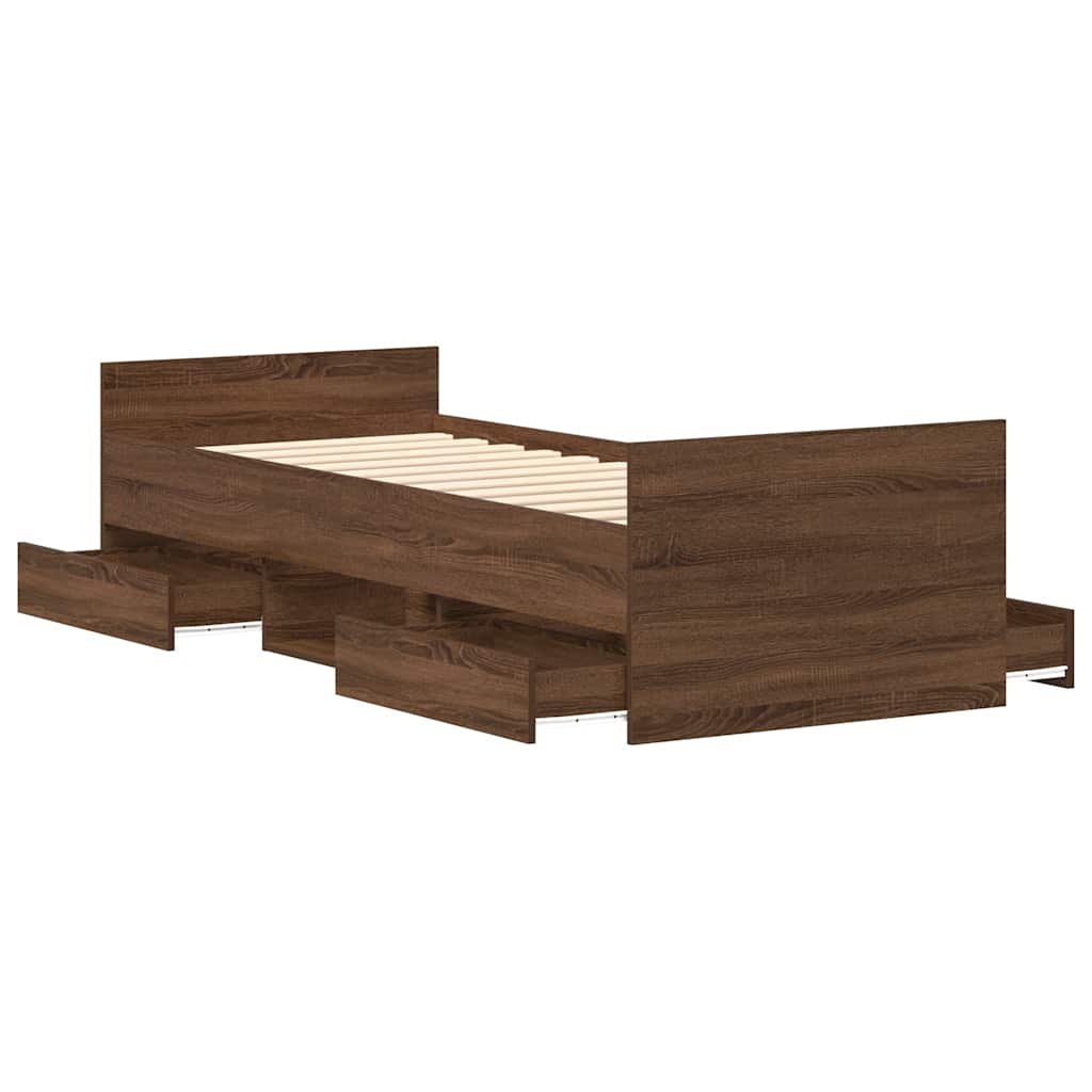 Bettgestell mit Kopf- und Fußteil Braun Eichen-Optik 90x200 cm
